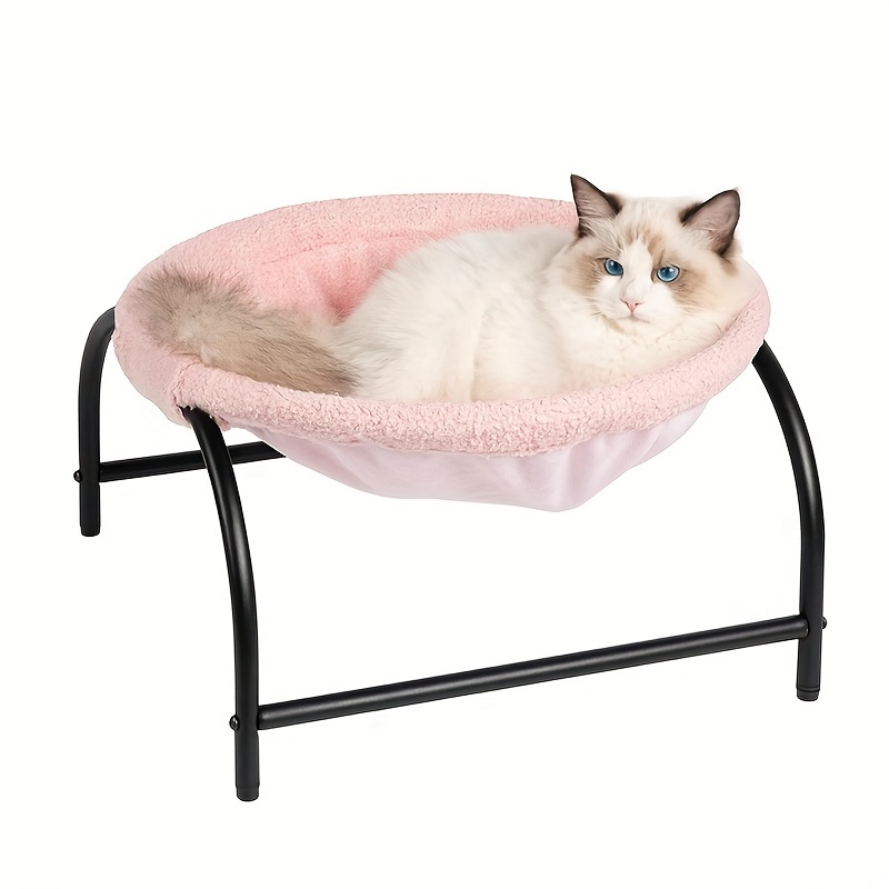 

Lit pour animaux de compagnie en acier pour chats et chiens - facile, stable et détachable, tissu respirant lavable en , confort intérieur/extérieur avec encastrée pour la sécurité - Jusqu'à 33 lb