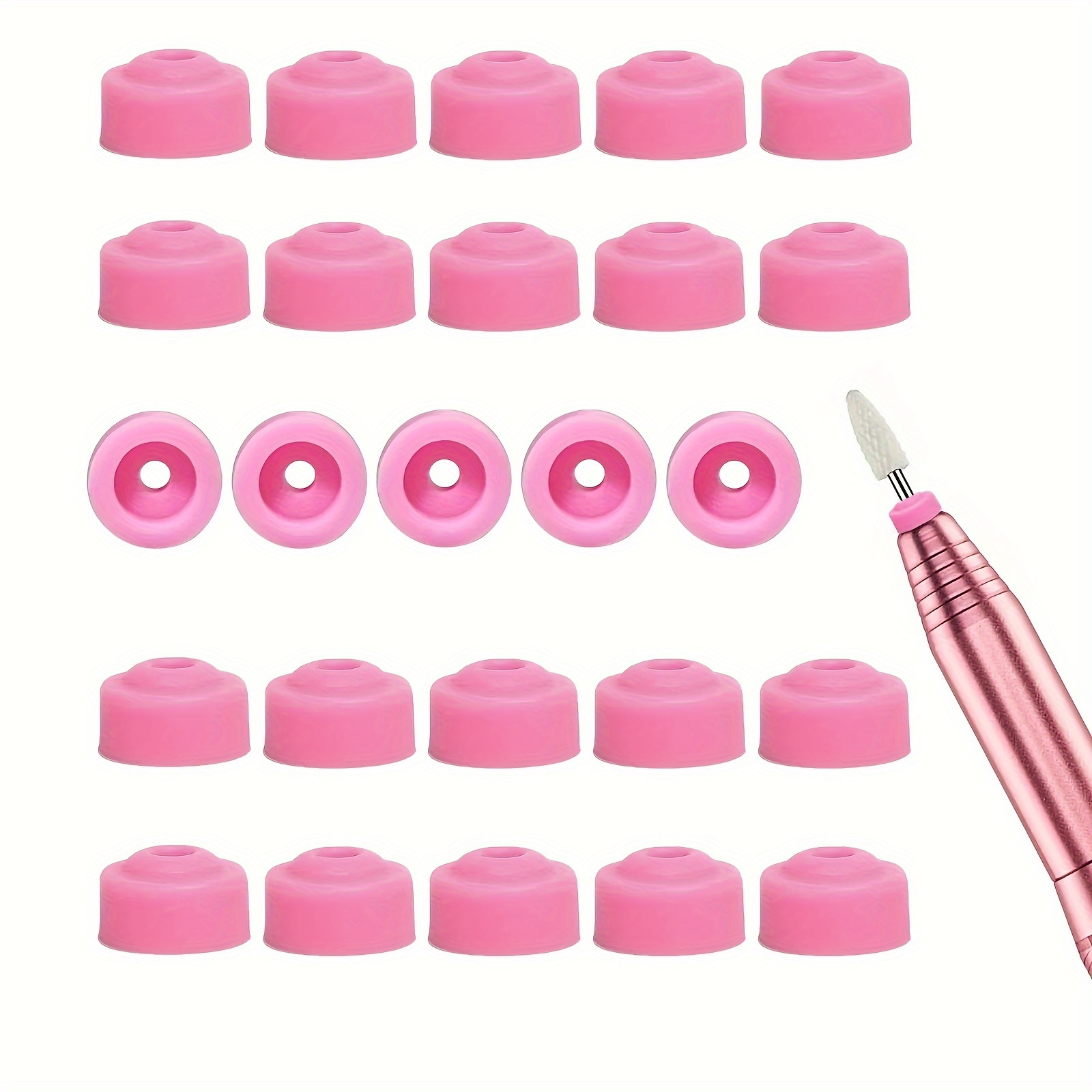 

10/20/50pcs Nail Dust Protector 3/32" Shank Nail Drill Bits Anti-dust Cover Caps For E-file Silicone Dust Stopper Pink Nail Tools