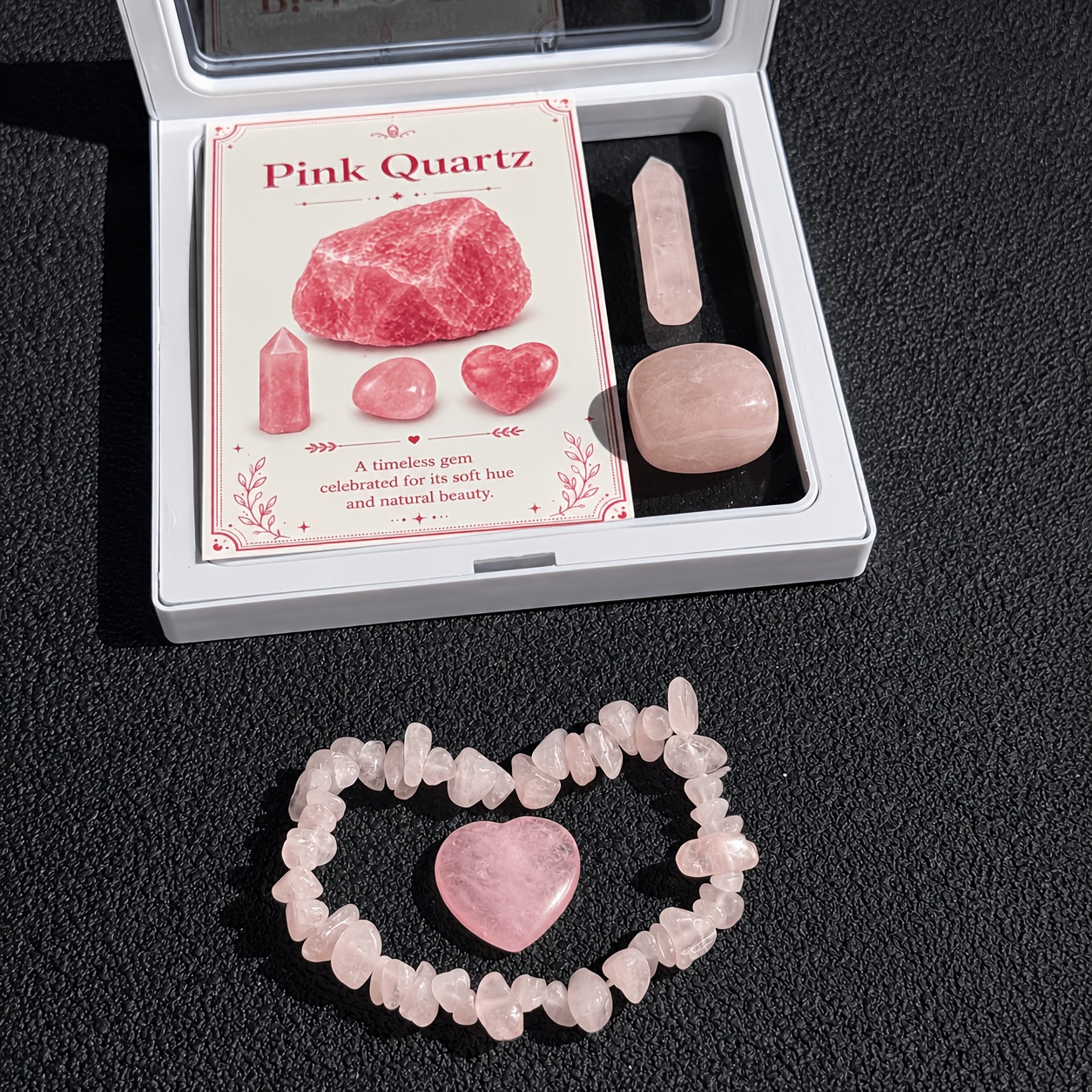 6pcs Bohemian Style Natural Crystal Chips Pink Quartz Bracelet Set