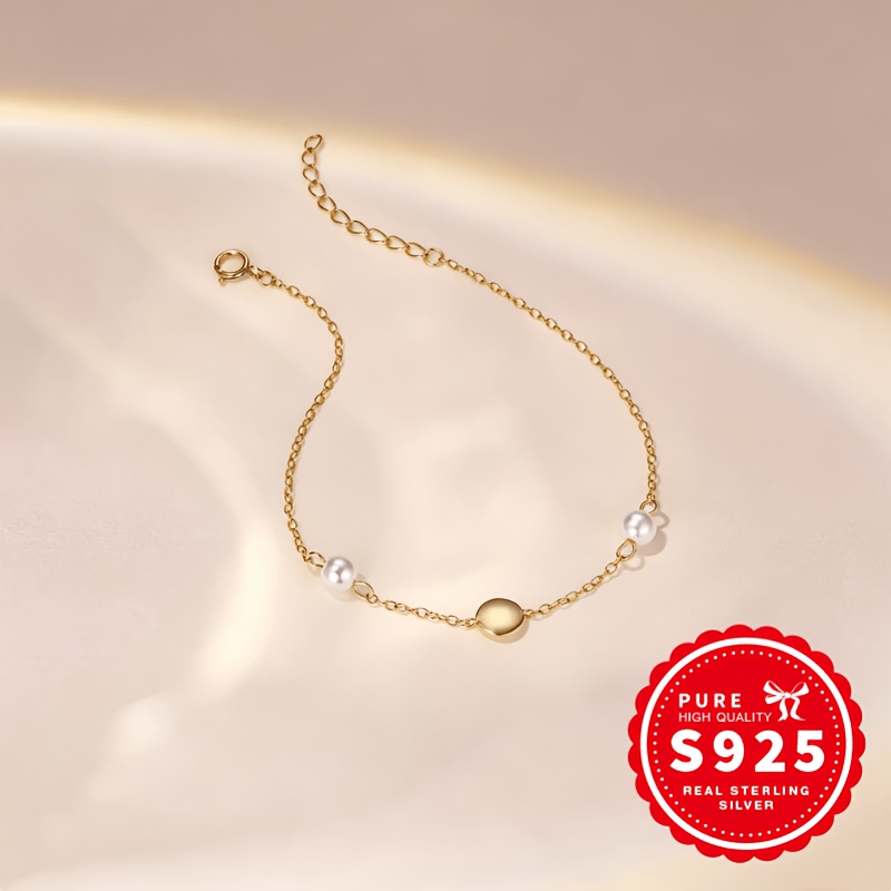 Women's S925 Silver Round Bead and Disc Bracelet