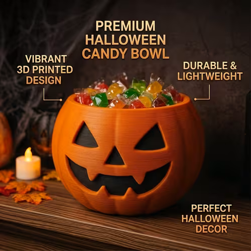 Pumpkin Snack Candy Bowl 3D Printed