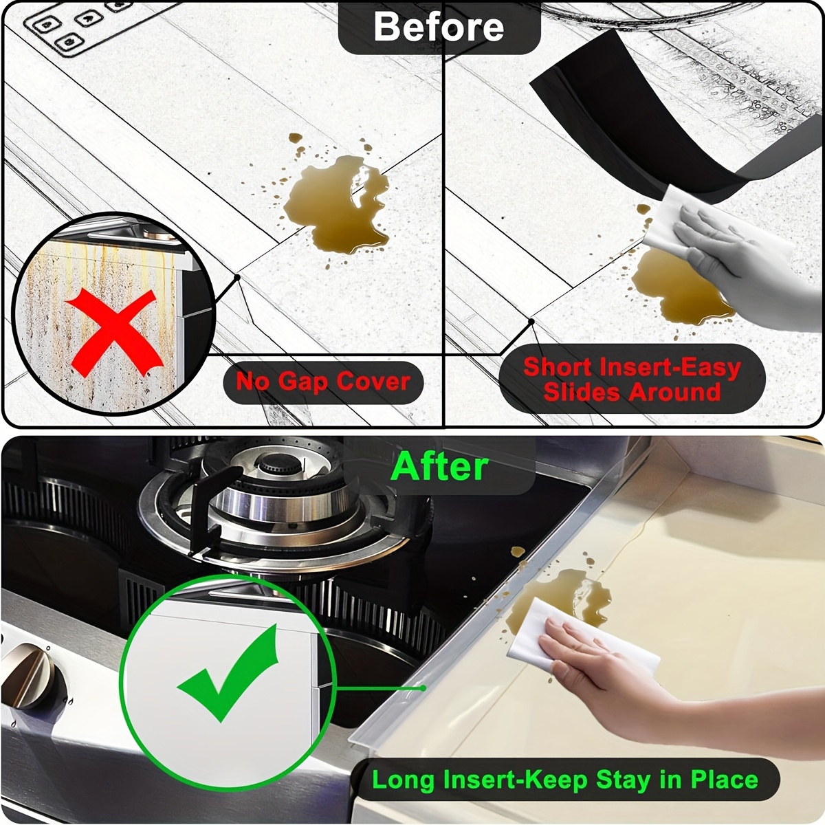 silicone stove counter   cover kitchen counter   filler   resistant between appliances 63cm 24 8in details 7