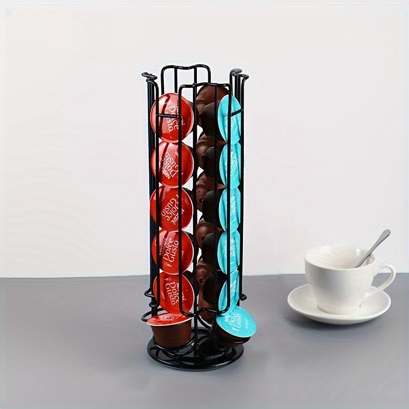 

1pc Modern Pod Holder - Rotating Carousel Organizer For 32 Capsules, Home Or Office Kitchen Counter, , Storage