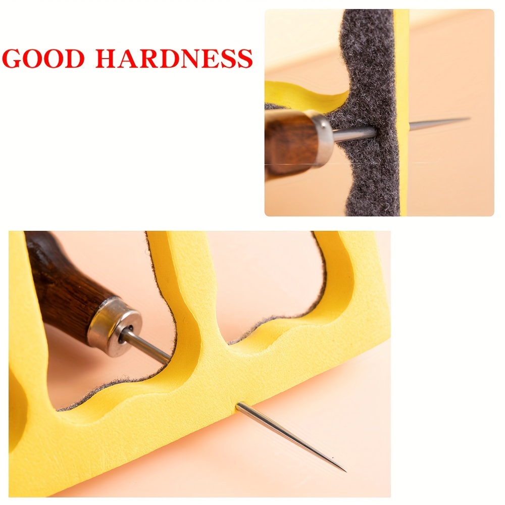 1pc Wooden Handle Metal Gourd Awl - Professional Leathercraft Stitching Punch Tool - Craft DIY Leatherworking Accessory