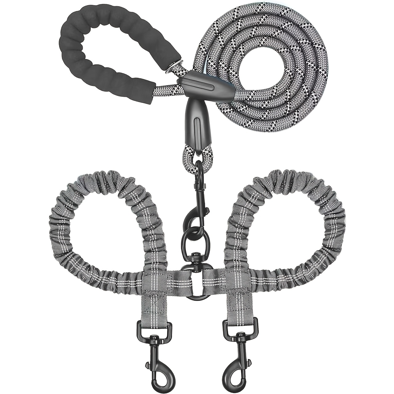 Dual Dog Leash, 360° Rotating Tangle-Free Design