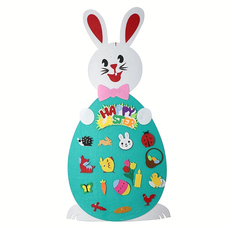 

Diy Felt Easter Bunny Wall Hanging Kit - Detachable Decor Set For Easter Party & Home Decor, Theme