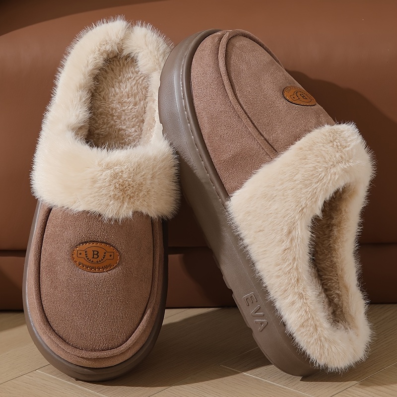 lined mens slippers with eva sole warm non slip indoor shoes for winter comfort details 4