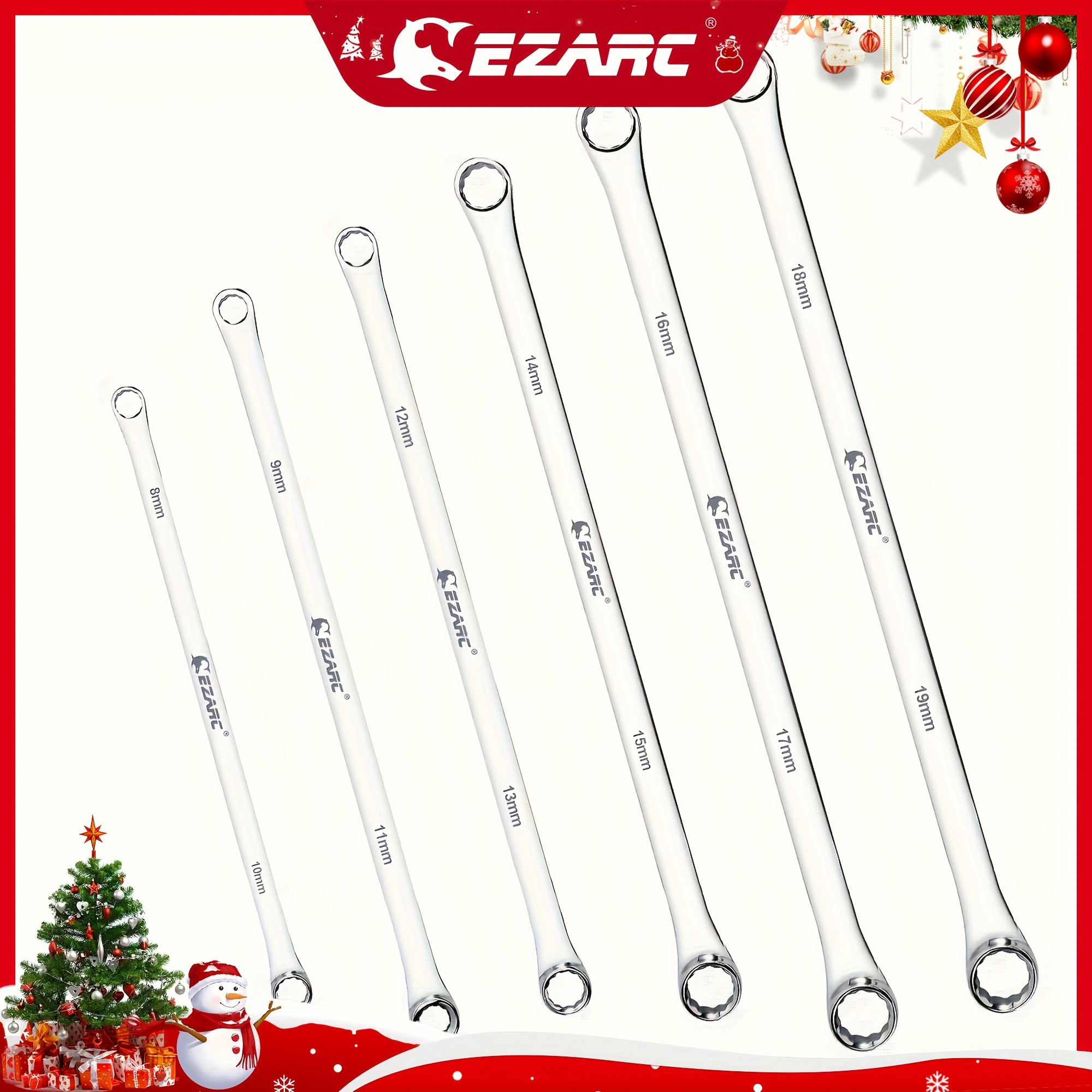 

6pcs Ezarc Extra Long Box End Wrench Set, Metric Combination , Cr-, Non-adjustable, Manual , Aviation-grade With Repair Tools For Bicycle, Automotive Maintenance