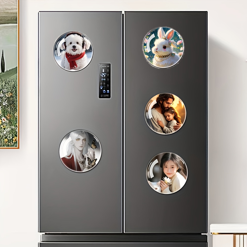 E-shop 5-teilige personalisierte Foto-Kühlschrankmagnete – Runde individuelle Erinnerungsstücke, 5,8 cm/2,28 Zoll Durchmesser, einzigartige Designs,