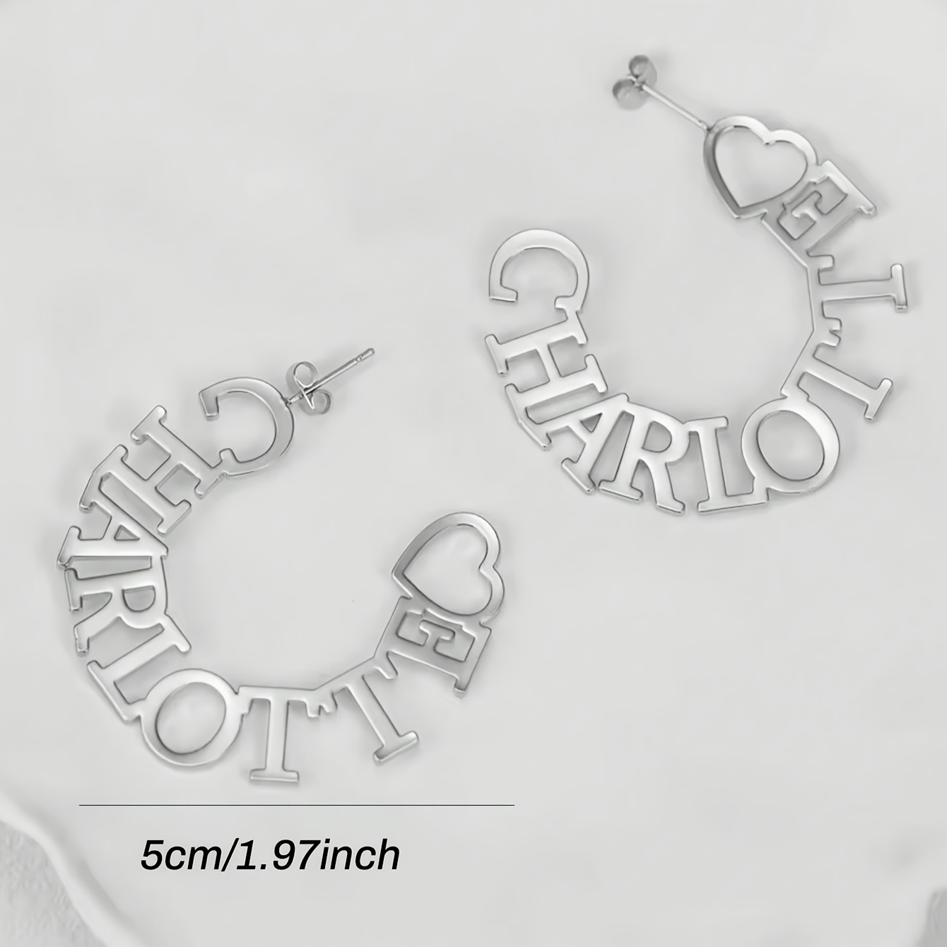 Custom 2pc Stainless Steel 18K Plated Name Hoop Earrings