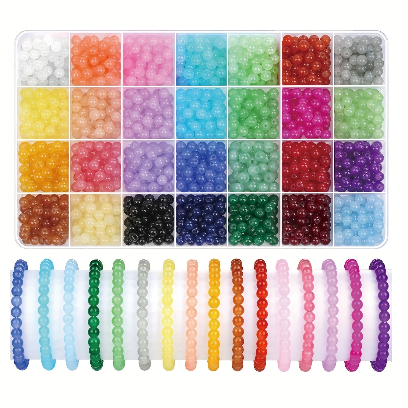 

About 1400pcs 6mm Glass Round Beads, Diy Jewelry Making Accessories
