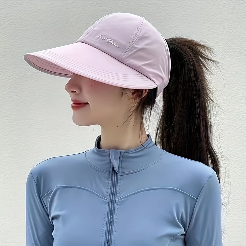 womens quick dry sun visor hat large brim ponytail hole Temu