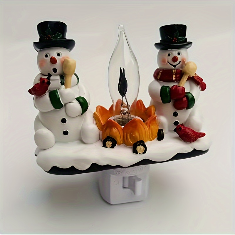 

2024 Cozy Bedroom 3d Flameless Candle Night Light - Plug-in Resin Snowman Design For Winter Decor