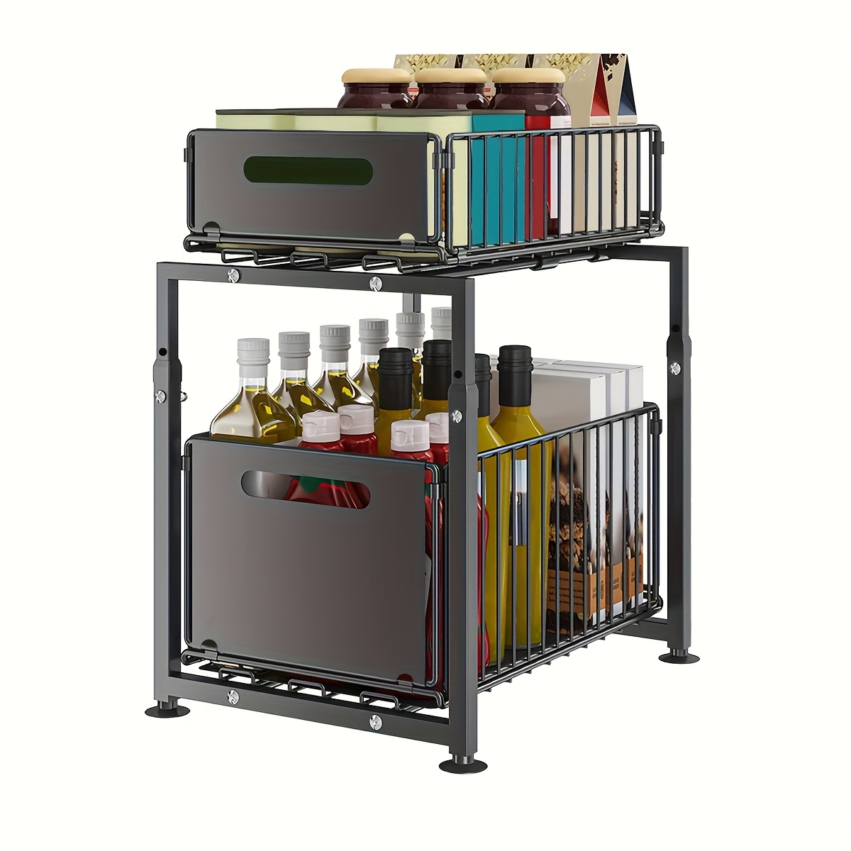 Pull Out Drawers for Cabinets, No Drill Cabinet Organizer
