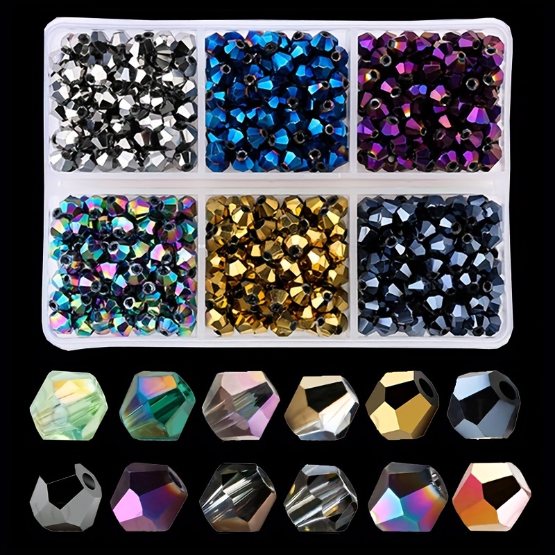 

600pcs 4mm Ab Glass Bicone Beads Set, Hexagonal Embellishments For Making - Ideal For Crafting Bracelets, Necklaces & Christmas Decorations, Beads For Jewelry Making