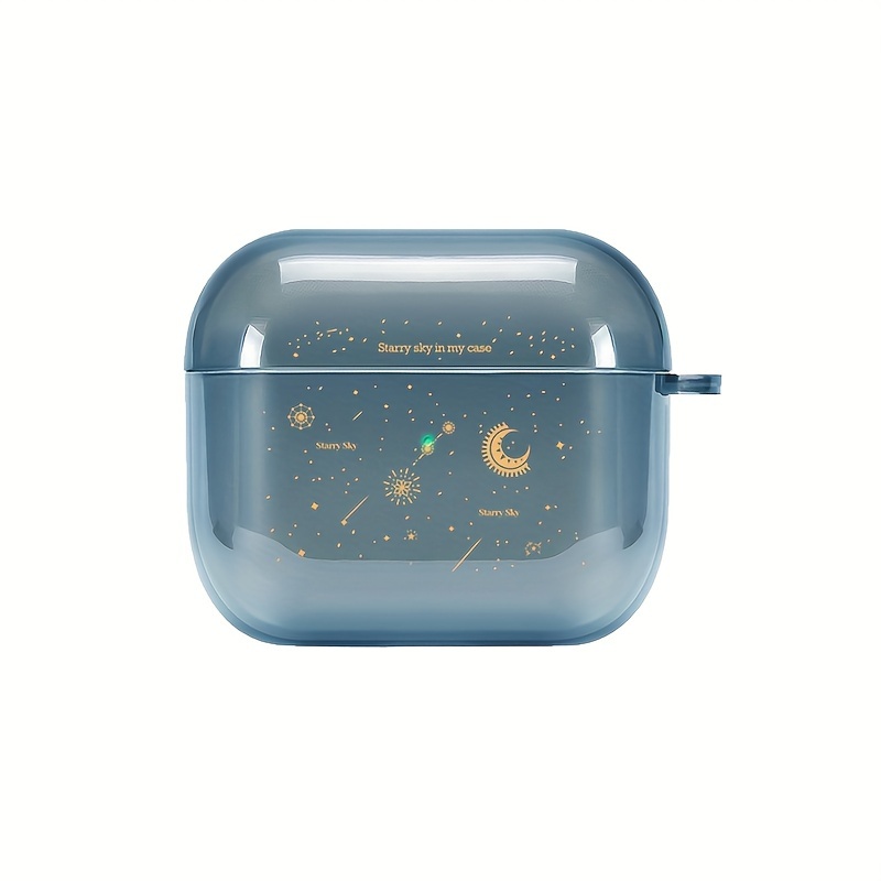 1pc Planet Starry Sky Starry Individual Trendy Easy Innovative Universe Couple Men Women , Semi-transparent Black , Suitable For Airpods/2/3/4/pro/ Case