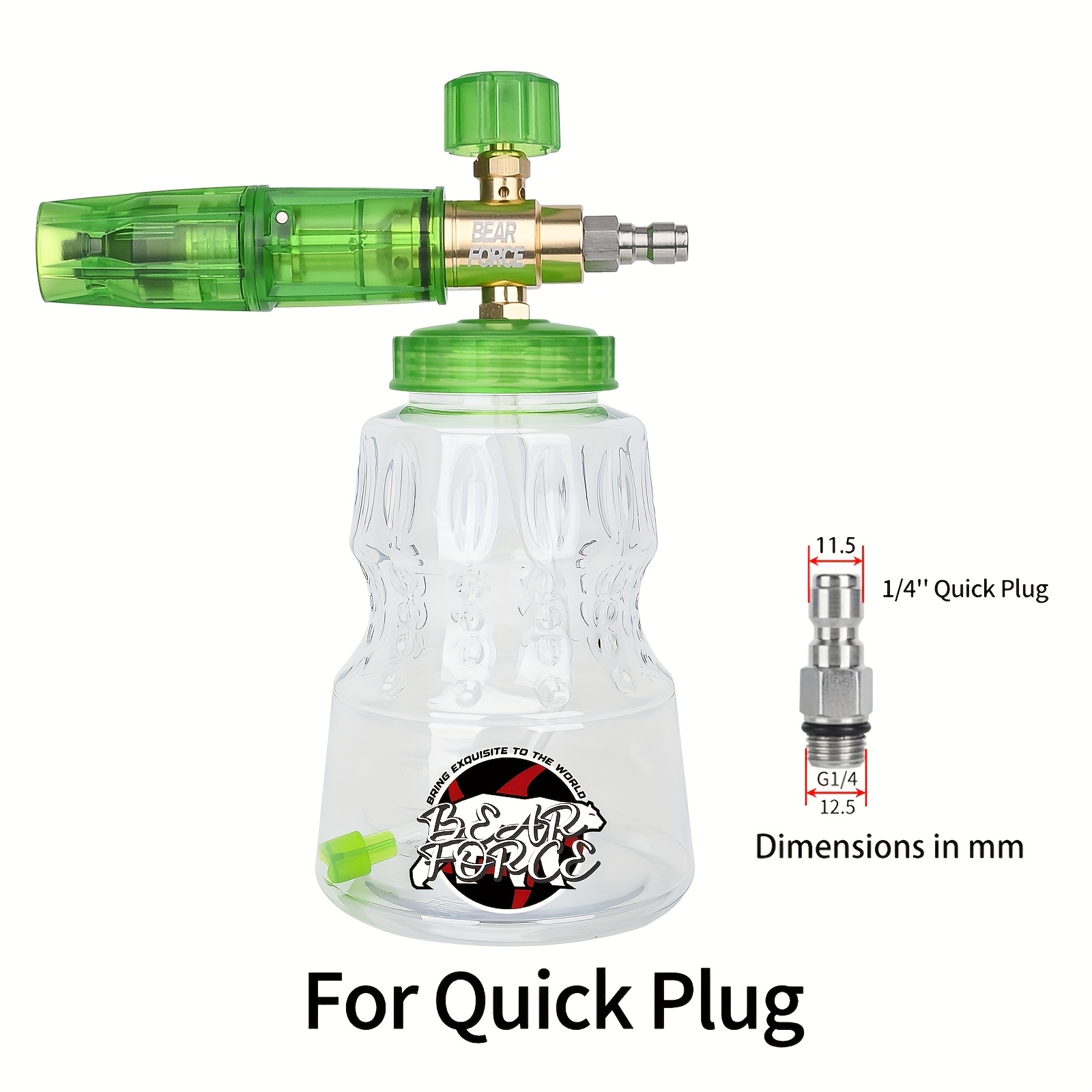 TEMU Bear Force Pressure Washer Foam Cannon Foam Generator Foam Gun, Adjustable Foam Lance With Aluminum Body, Connector, And Handle, Foam Blaster,