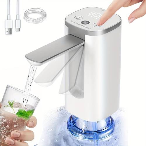 automatic touch control water pump type c charging applicable to water containers with of 5 gallons 4 8 gallons 3 5 gallons 2 gallons portable foldable faucet suitable for camping hiking and outdoor activities