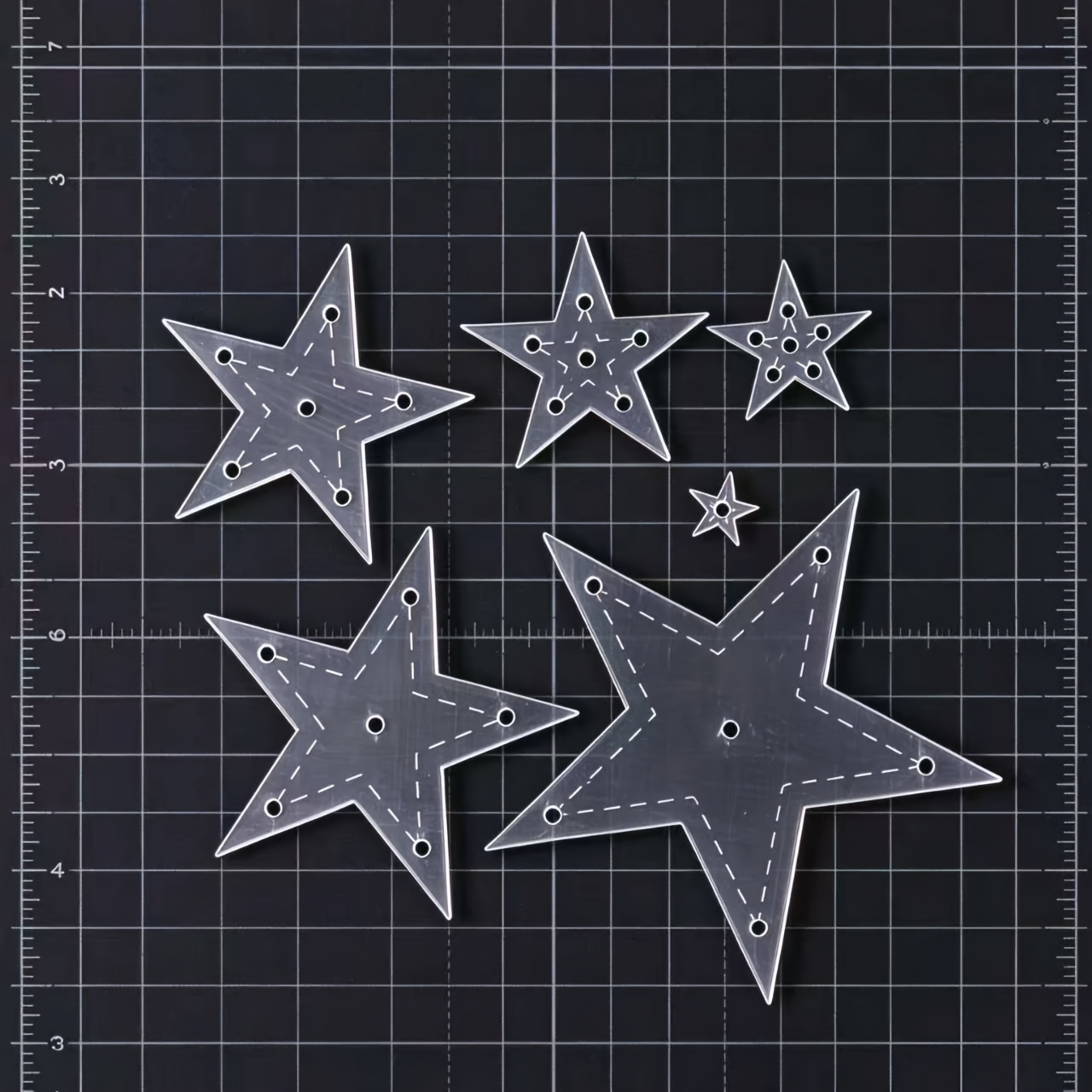 TEMU 6pcs Star-shaped Fitted Sheet Template, Transparent Acrylic, Various Sizes, Embroidery Stencil, Decorative Quilting Accessories, Sewing Tools