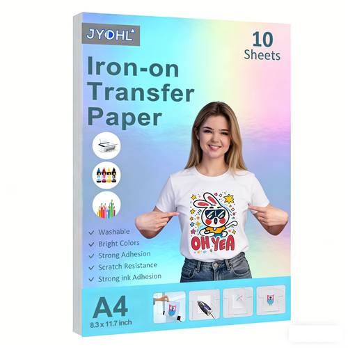 a4 iron on transfer paper for light fabrics 8 7 inkjet printable iron on paper 10 sheets transfer vinyl paper for shirts clothing diy crafts and gifts