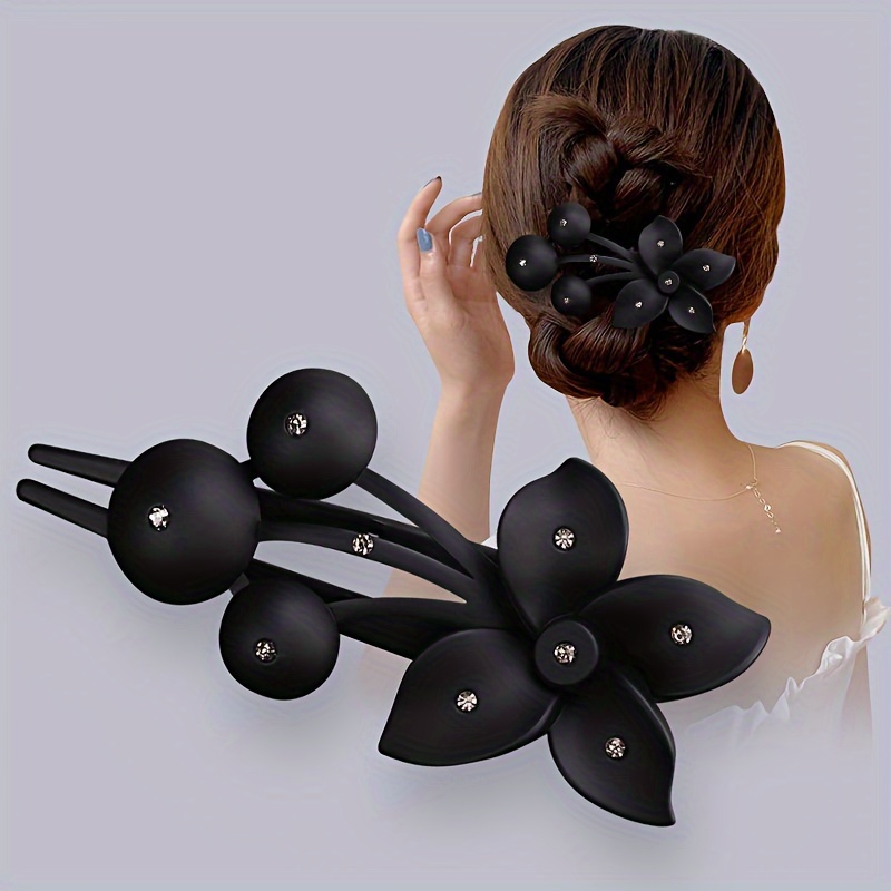 

Elegant Sparkling Rhinestone Flower Decorative Hair Grab Clip Non Slip Ponytail Holder For Women And Daily Use Wear