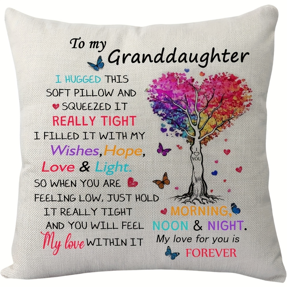 TEMU 1pc Granddaughter Pillowcase Gift, Women's Birthday Christmas Wedding Grandparents Graduation Gift 17.7 X 17.7 Inches (without Pillow Core),