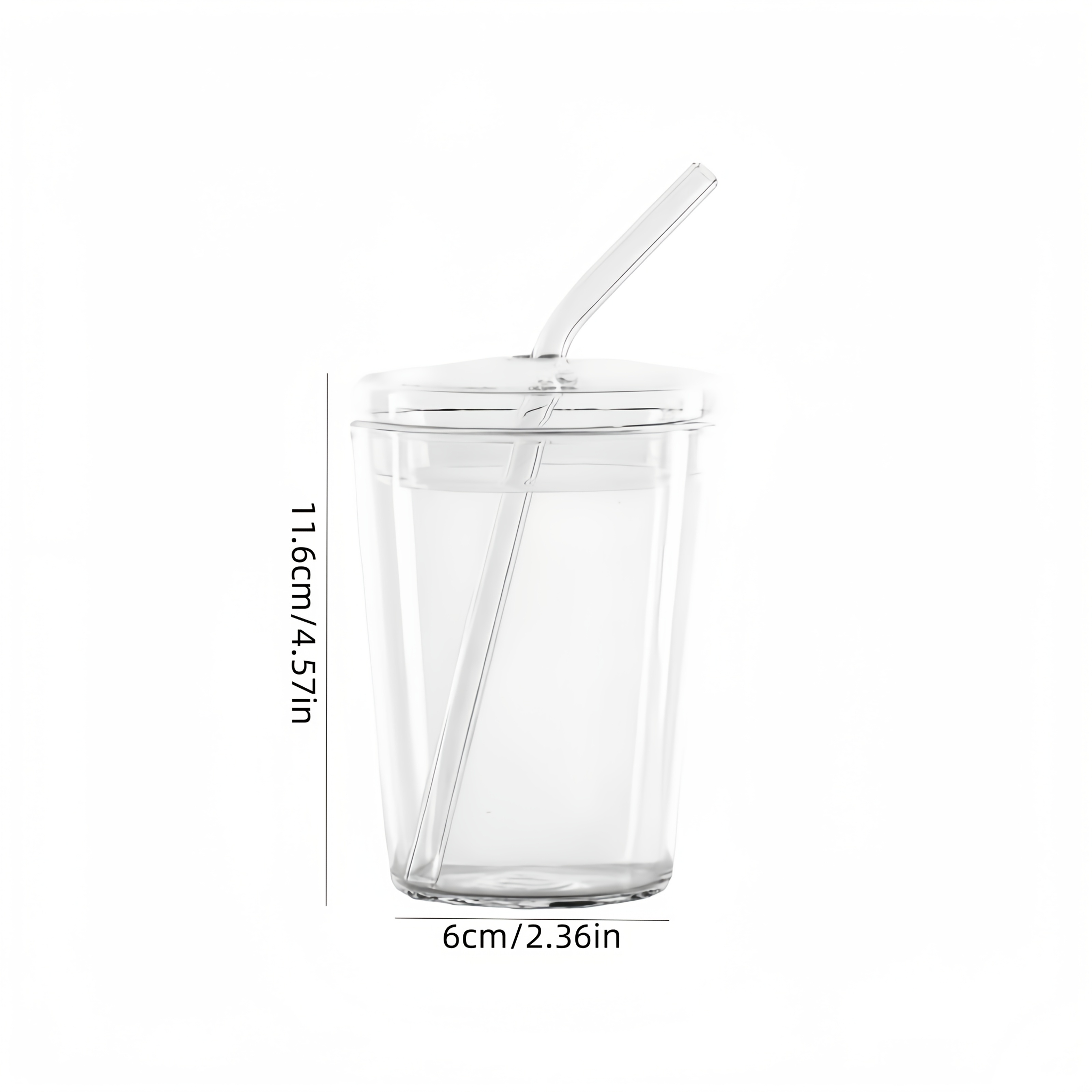 E-shop Becher aus hochwertigem Borosilikatglas mit Deckel Glasstrohhalm, modernes minimalistisches Design, Strohhalm-Glasbecher, kälte- hitzebeständig,