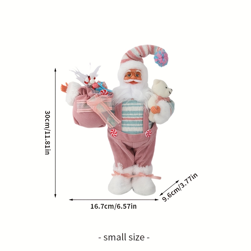 TEMU 1pc Pink Christmas - 3d Festive Decoration With Striped Pants, Polka Dot Boots & Teddy Bear, Durable Plastic Indoor/outdoor Holiday Decor For