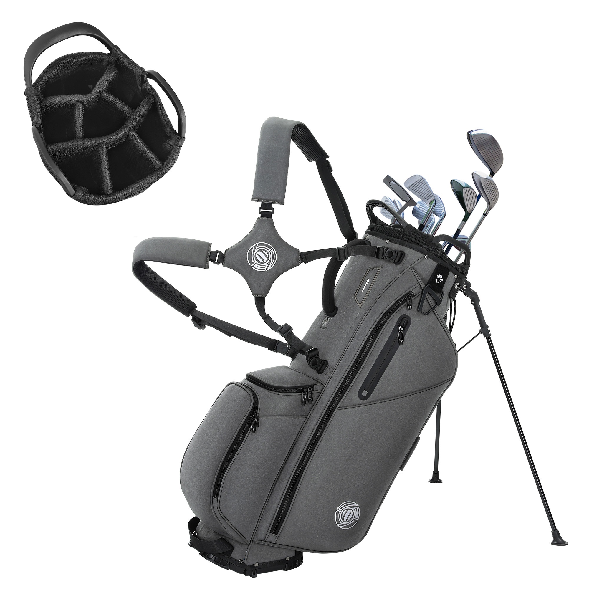Golf Standing Bag With And Rain Cover 900d Gray Oxford Cloth Ball Bag 94. 5x26. 5x36. 5cm