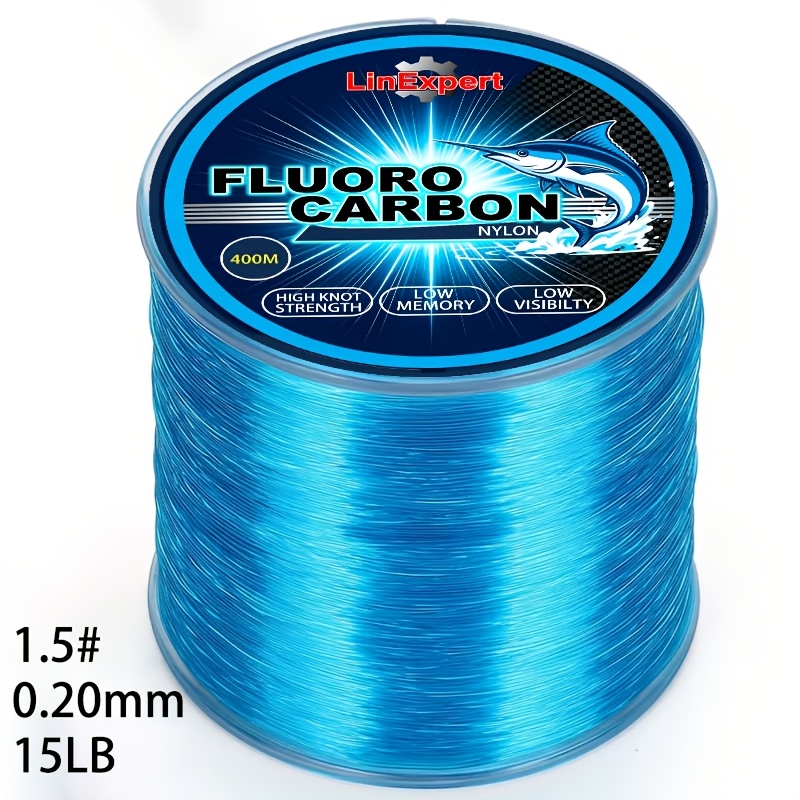 TEMU 400 di Filo da Pesca in Nylon Rivestito in Fluorocarbonio, Blu, Resistente ai UV, Memoria, Bassa Visibilit�, Resistente all'Usura, Resistenza