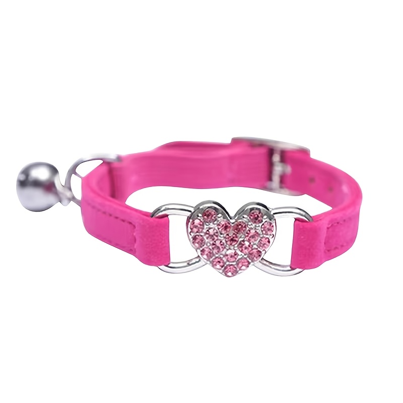TEMU Collar para mascotas con de pedrería y acabado afelpado, collar para gatos con campana de color , collar para gatos, collar para gatos