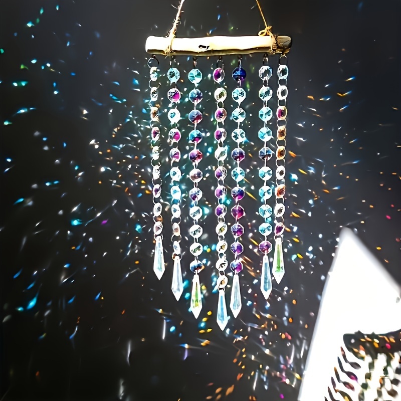 

Hanging Crystal Prism Suncatcher Ornament Crystal Wind Chimes Colorful Glass Beads Chain Pendant Decorative Mobiles