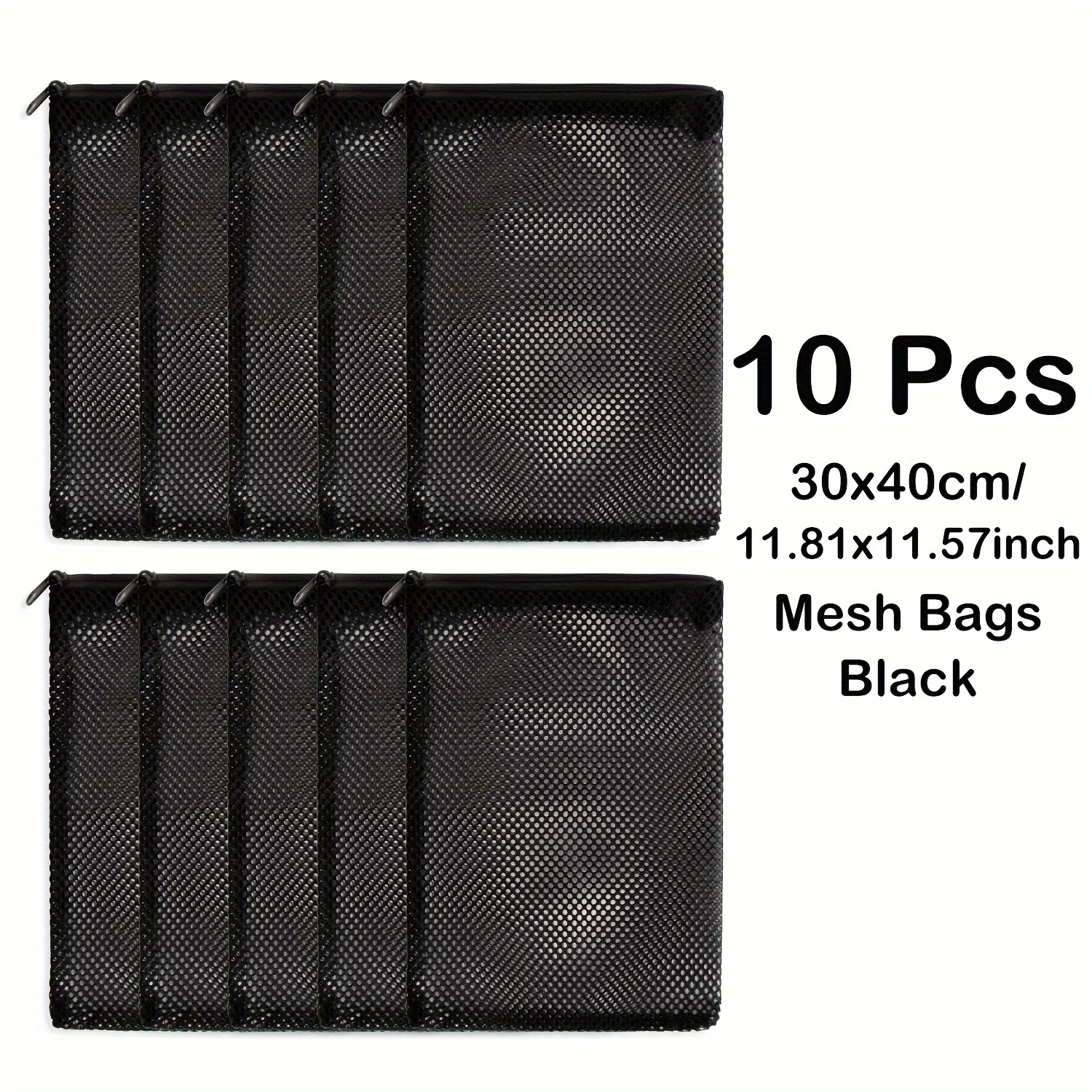 Image of 10-pack Nylon Mesh Bags With Zipper, High-quality Pa Material, Black, For Fish Tank Filter Rings, Bio-balls, Activated Carbon - Uncharged