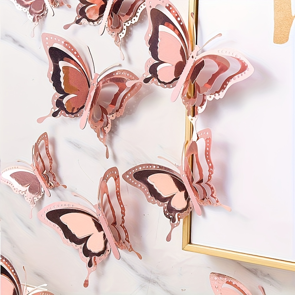 TEMU 30pcs Of 3d Paper Butterflies For Wall Decoration - Featuring A Modern Glossy End, Reusable, Self-adhesive, Suitable For Living Rooms, Bedrooms,