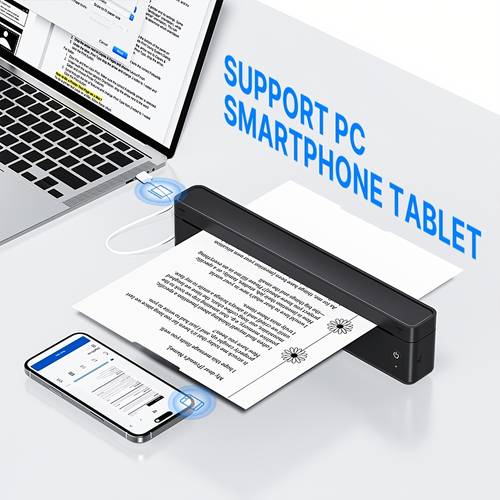 a10 portable thermal printer inkless thermal printer supports us letter a4 size for home compatible with phone tablet laptop with 10 thermal paper