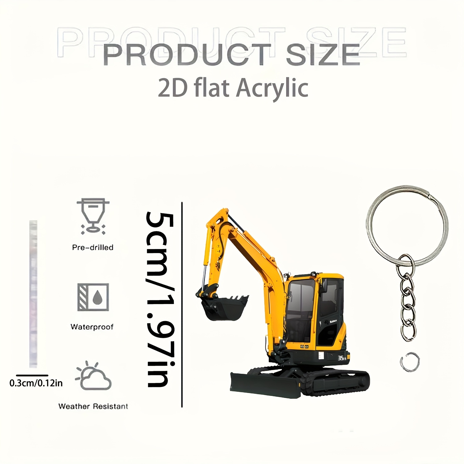 TEMU 2d Flat Acrylic Personalized Excavator Halloween Christmas Brand New Acrylic Decorations, Car Rearview Mirror Ornaments, Creative Car Interior