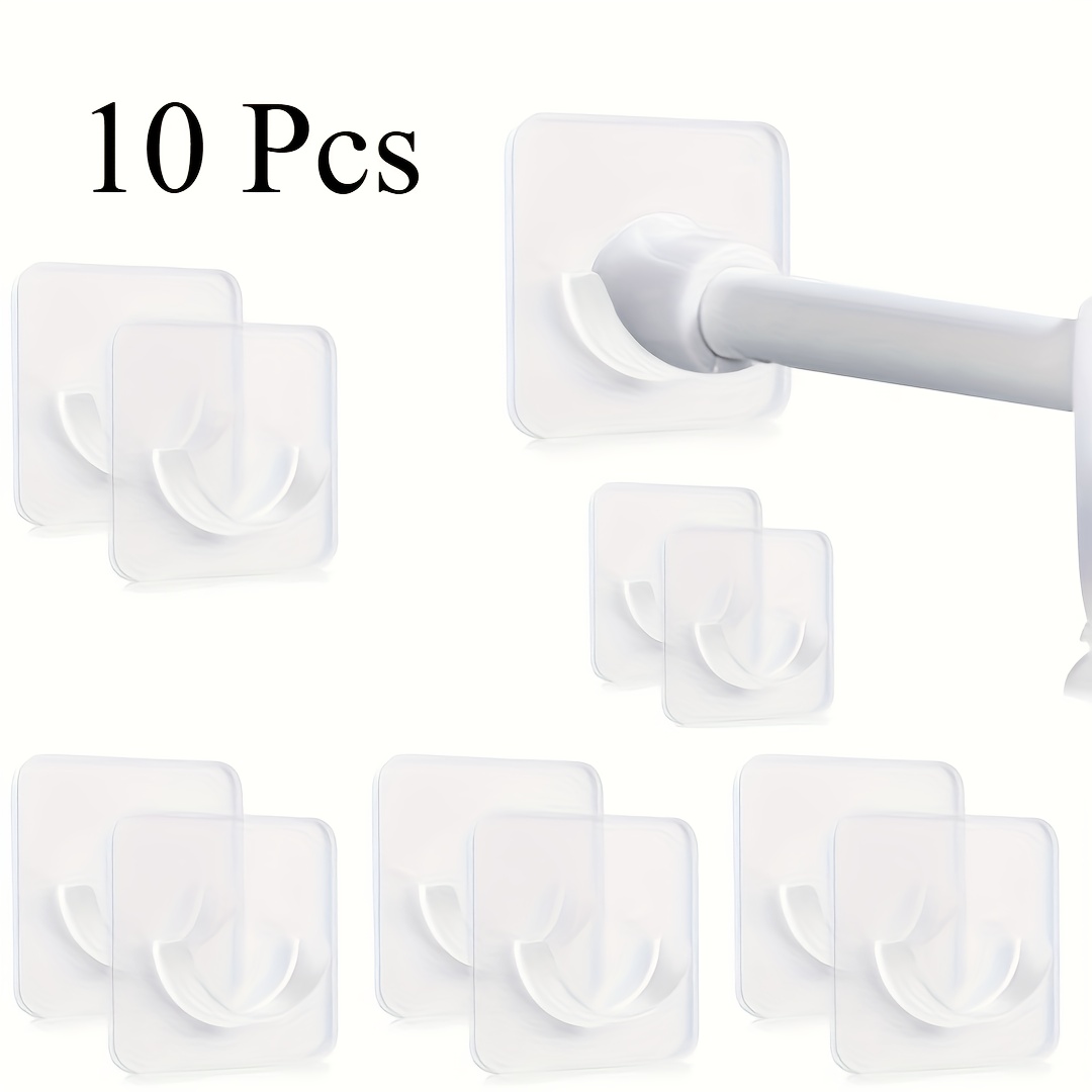 TEMU 10 Wall Mounted Utility Hooks, Stylish Style, Clear Adhesive, No Drilling, , , Waterproof, Suitable For Bathroom, Kitchen And
