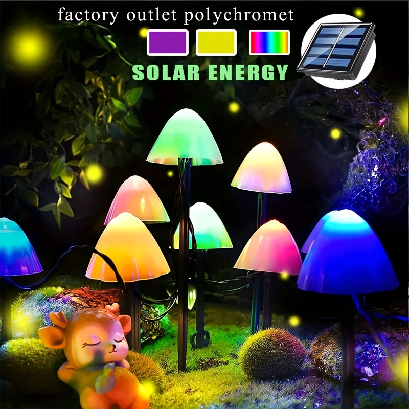 

1 Set Of 10led/20led/30led Solar Powered Ground Mounted Mushroom Lights, Courtyard Lawn And Gardening Outdoor Decorations, Outdoor Decorative Lighting, Landscape Lighting, And Accessories Lawn Lights