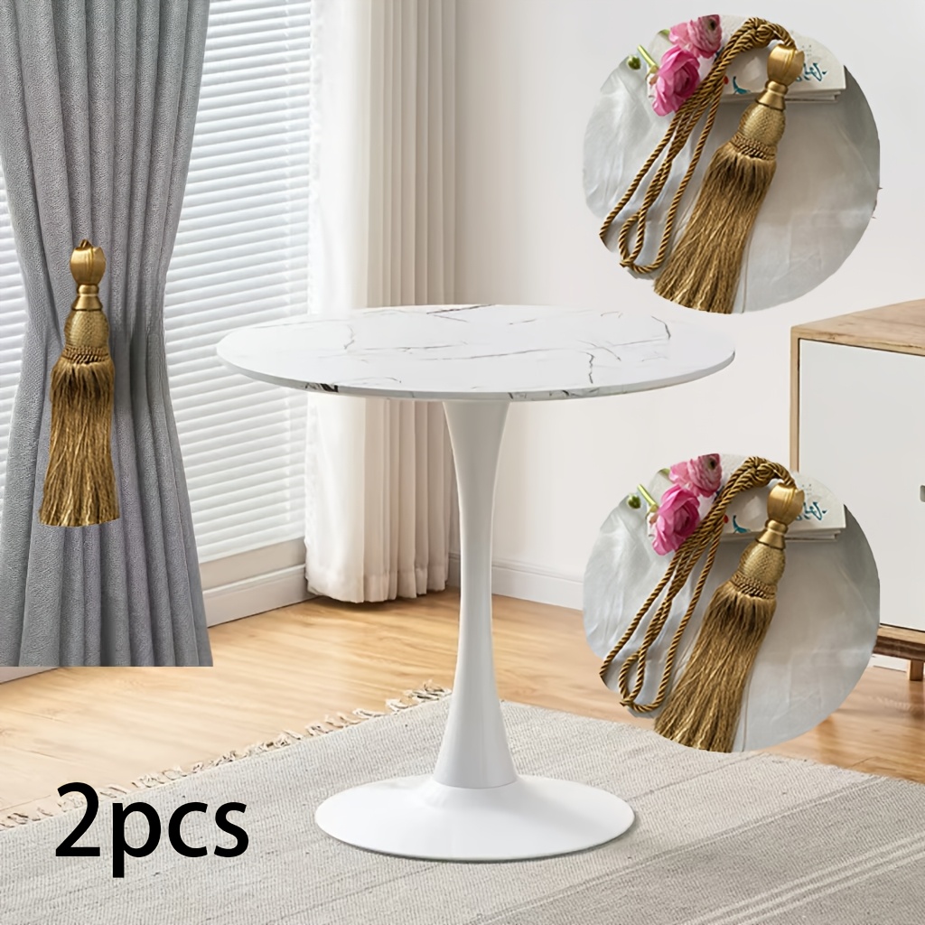 TEMU A Pair Of Elegant And Classic Curtain Accessories With Hanging Ball Straps And Tassel Light Luxury Hanging Balls Suitable For Living Rooms,