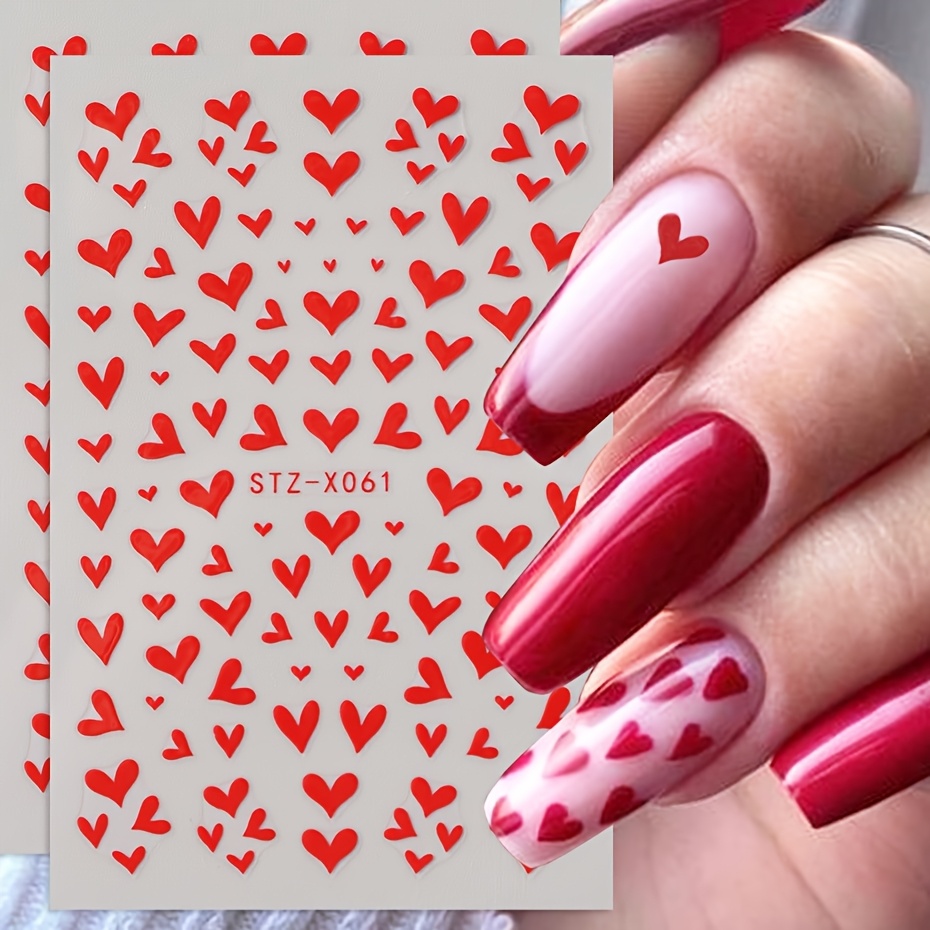 

2 Sheets 3d Cute Heart Nail Art Stickers Stickers Stickers Valentine's Day Design Polish Manicure Sliders Decoration