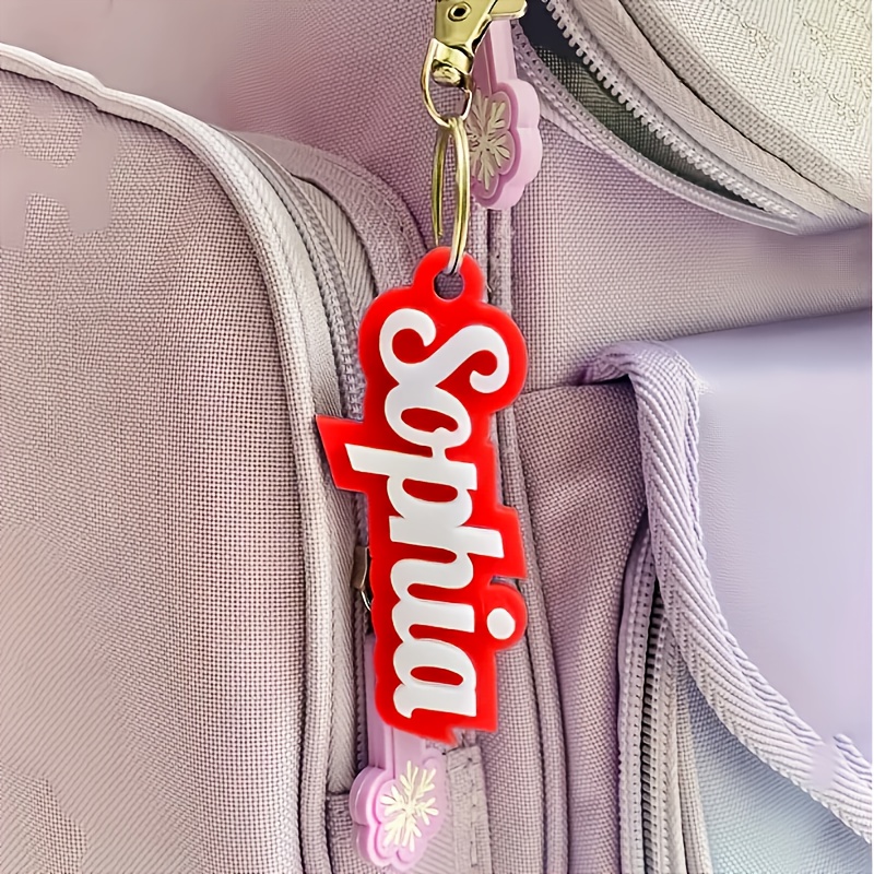 TEMU 1 Customizable Personalized Acrylic Name Keychain, Vibrant Red-orange, For Backpacks Or As A Christmas Gift For Women, Bag Accessory, Bright