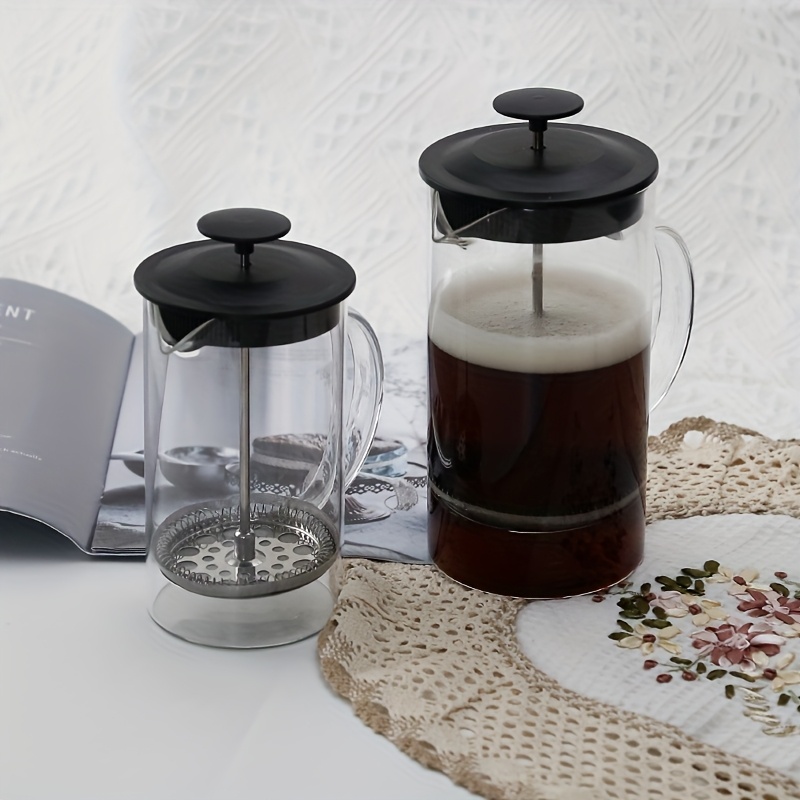 1pc French Press Coffee Maker, 350ml, 600ml, 800ml, 1000ml - Manual, No Electricity Needed, with High Borosilicate Heat-Resistant Glass & 304 Stainless Steel Filter, Reusable for Cold Brew & Brewed Coffee, Coffee Makers for Home Use, French Press Coffee, Modern Kitchenware, Durable Kitchen Item