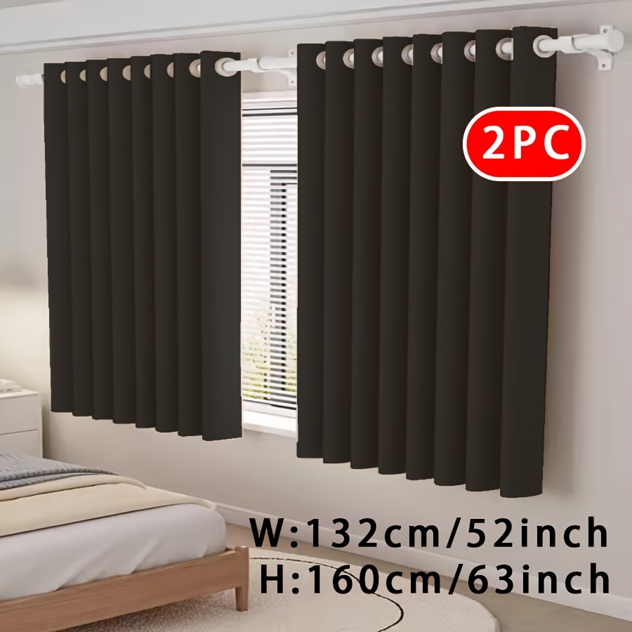 2pcs Solid Color Blackout Curtains, Thermal Curtains, For Bedroom Living Room, Home Decor, Room Decoration