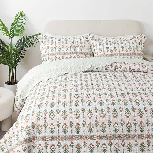 3pcs microfiber quilt set reversible lightweight bedspread with pattern machine washable woven coverlet for queen king size bed