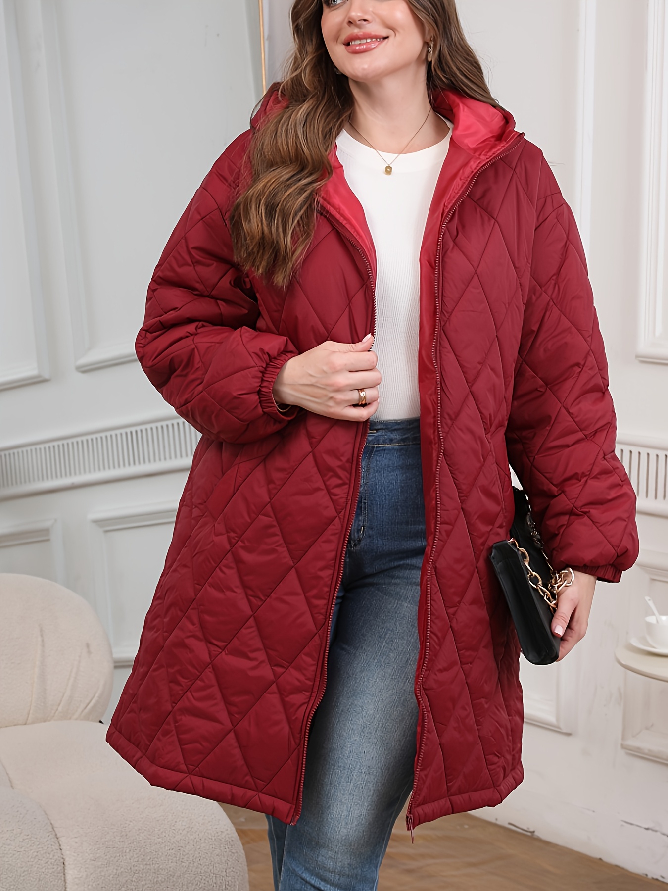 Plus Size Diamond Quilted Coat Womens Leather Jacket Dress Barn