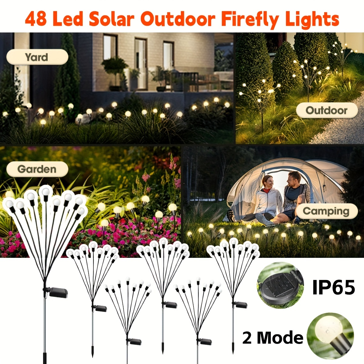 

[ For New Year Surprise] 32/48 Led Solar Firefly Lights, Swaying , Waterproof Ip65, Gardens, And Patios, Yard Gifts For Dad (4/6 Package, Warm White), Garden Houses