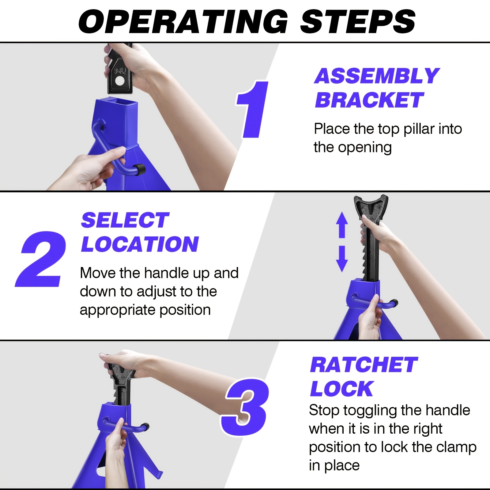 2x 3 Ton Adjustable Axle Jack Holding Stands