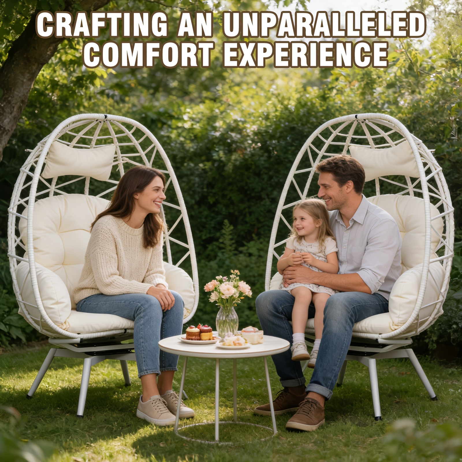 Egg-Shaped Chair That Rotates 360 Degrees, Made of Outdoor Rattan, Featuring Plush And Thick Cushions, with Adjustable And Sturdy Legs, Perfect for Outdoor Settings Like Poolside