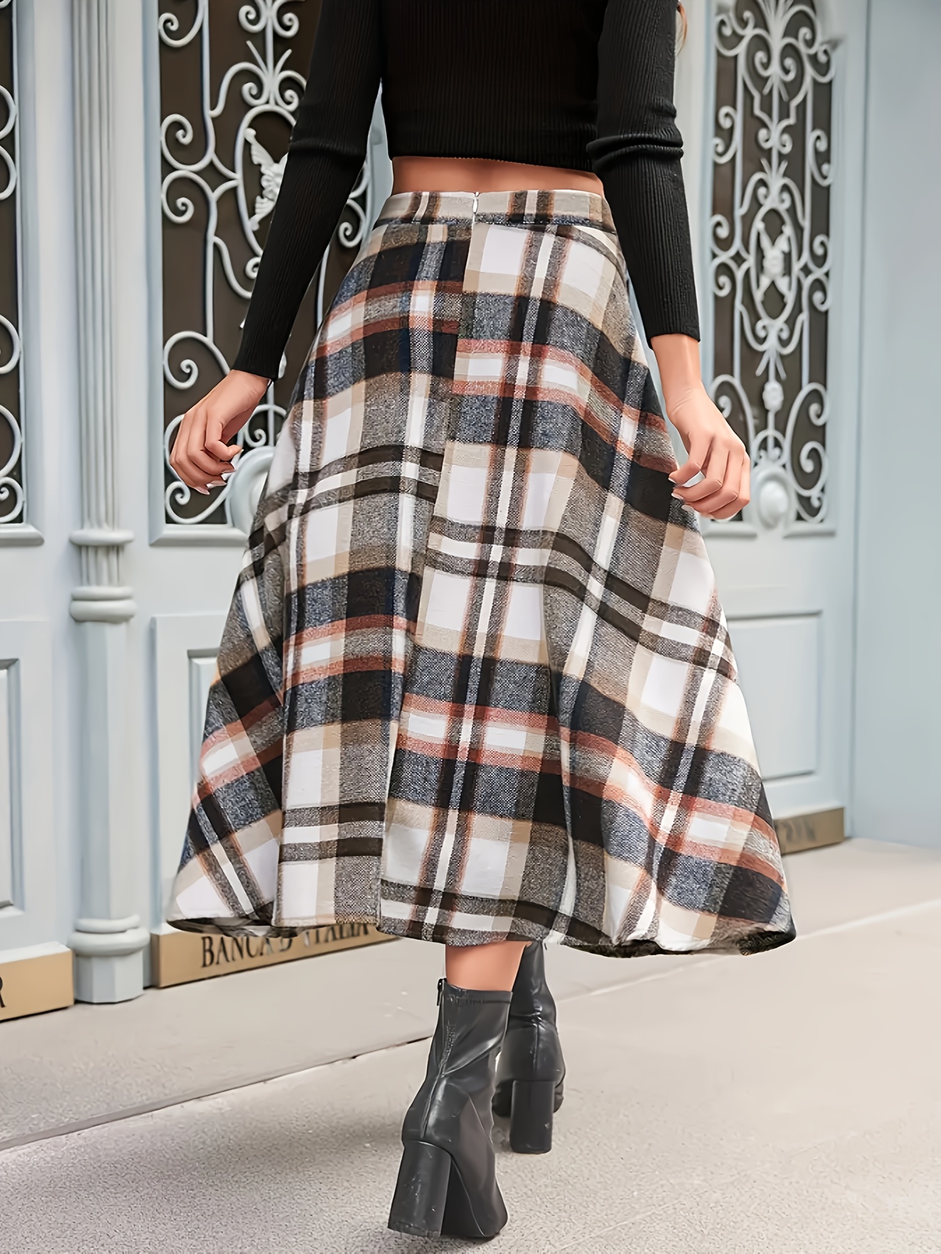 jupe trapèze amincissante à taille haute femme Temu Canada