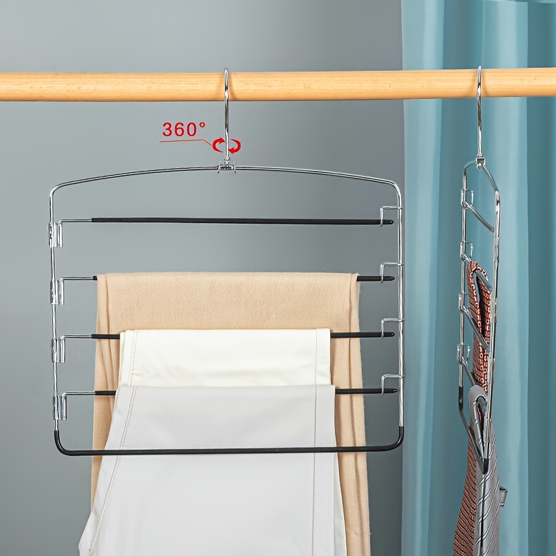

1pc 5-layer Pants Hanger, Non Slip Legging Drying Rack, Save Space Storage And Organization For Wardrobe, Closet, Bedroom, Suitable For Pants, Jeans, Scarves